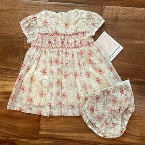 Bonnie Baby floral smock infant 2 piece dress and bloomer